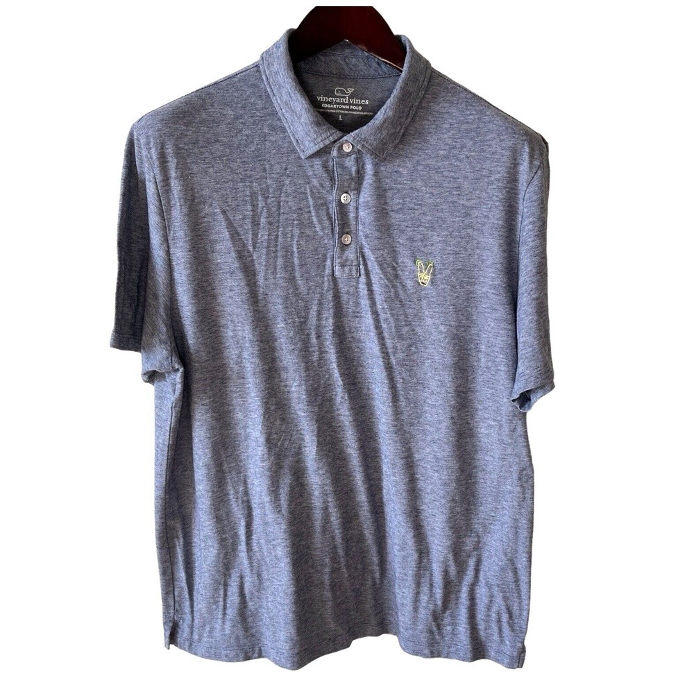 Vineyard Vines Edgartown Short Sleeve Polo Mens L Gray Pima Cotton Blend Beer
